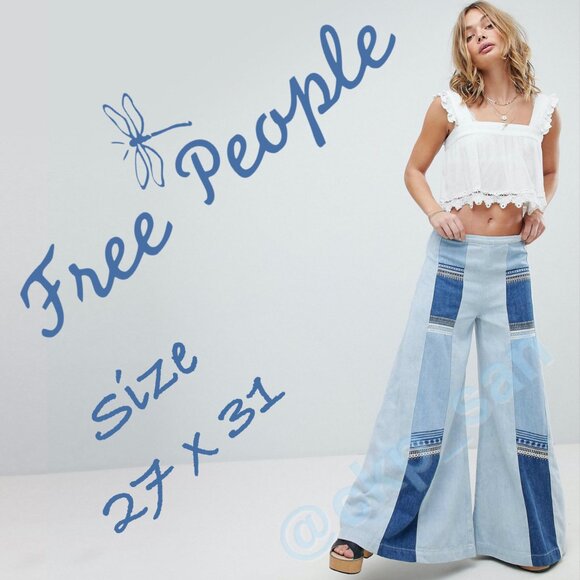 Free People Willa Pieced Wide-Leg Jeans Sz 27 - Picture 1 of 17